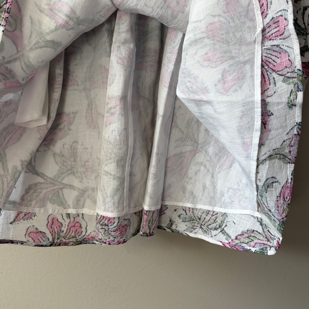 Celina Moon Floral Cotton Mini Dress Size XS White Pink Green - Picture 7 of 10